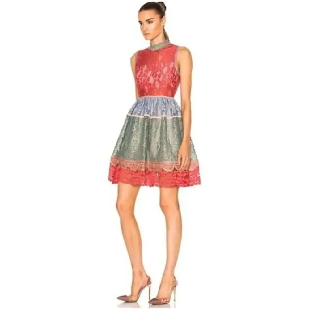 ALEXIS Vedette Victorian Lace Mini Dress Size L
